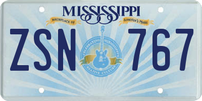 MS license plate ZSN767