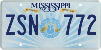 MS license plate ZSN772