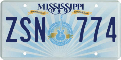 MS license plate ZSN774