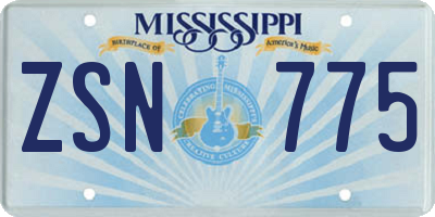 MS license plate ZSN775