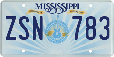 MS license plate ZSN783