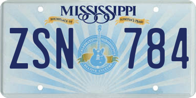 MS license plate ZSN784
