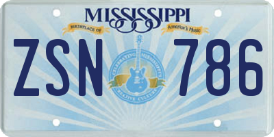 MS license plate ZSN786
