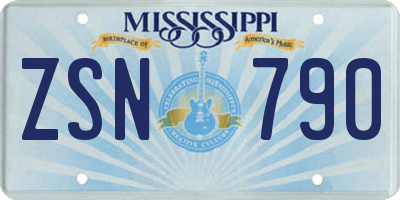 MS license plate ZSN790