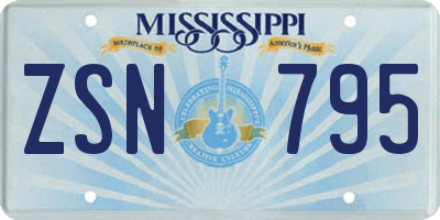 MS license plate ZSN795