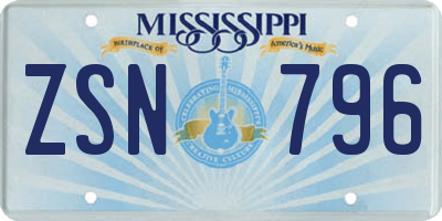 MS license plate ZSN796