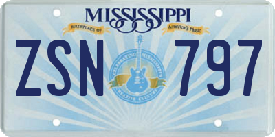 MS license plate ZSN797