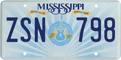 MS license plate ZSN798
