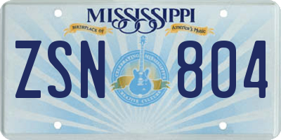 MS license plate ZSN804