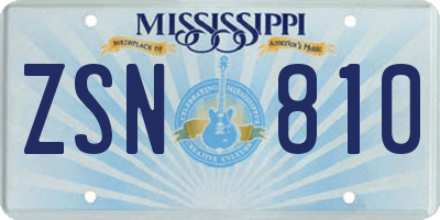 MS license plate ZSN810
