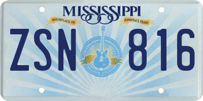 MS license plate ZSN816