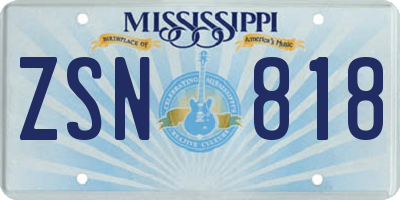 MS license plate ZSN818