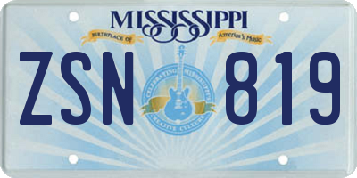 MS license plate ZSN819