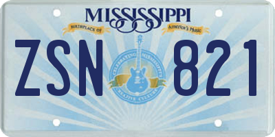 MS license plate ZSN821