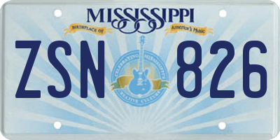 MS license plate ZSN826