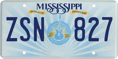 MS license plate ZSN827