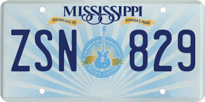 MS license plate ZSN829