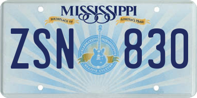 MS license plate ZSN830