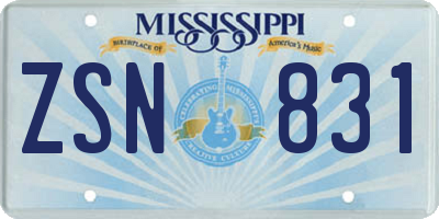 MS license plate ZSN831