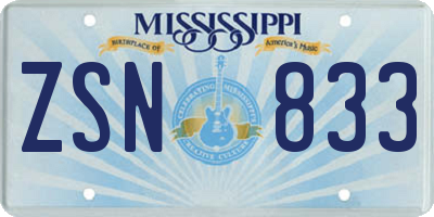 MS license plate ZSN833