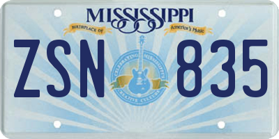 MS license plate ZSN835