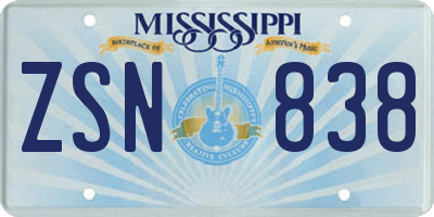 MS license plate ZSN838