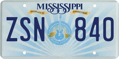 MS license plate ZSN840