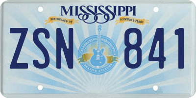 MS license plate ZSN841