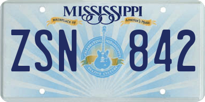 MS license plate ZSN842
