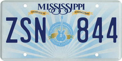 MS license plate ZSN844