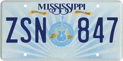 MS license plate ZSN847