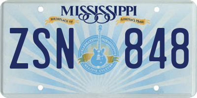 MS license plate ZSN848
