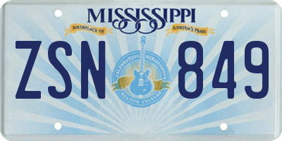 MS license plate ZSN849