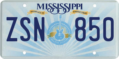 MS license plate ZSN850