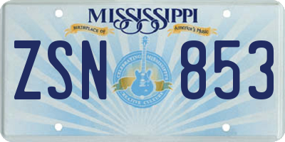 MS license plate ZSN853