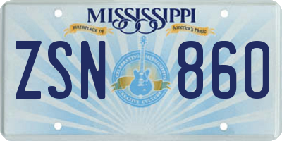 MS license plate ZSN860