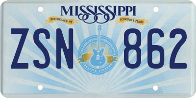 MS license plate ZSN862