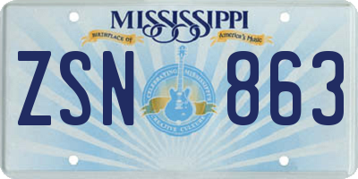 MS license plate ZSN863
