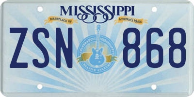 MS license plate ZSN868