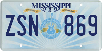 MS license plate ZSN869