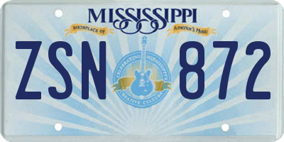 MS license plate ZSN872