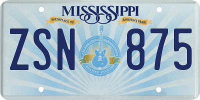 MS license plate ZSN875