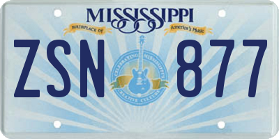 MS license plate ZSN877