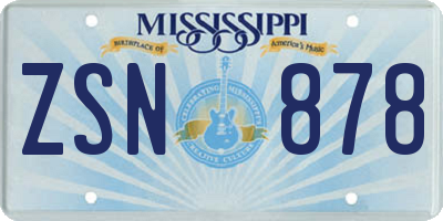 MS license plate ZSN878