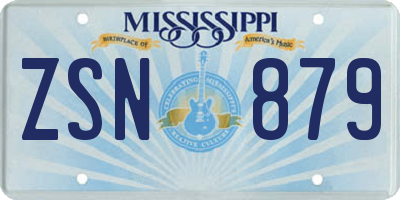 MS license plate ZSN879