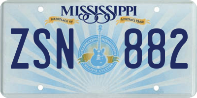 MS license plate ZSN882
