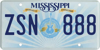 MS license plate ZSN888