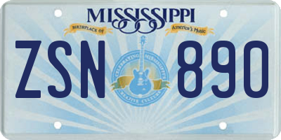 MS license plate ZSN890