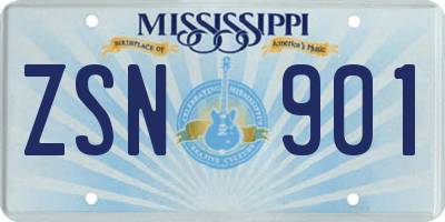 MS license plate ZSN901