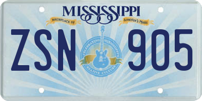 MS license plate ZSN905